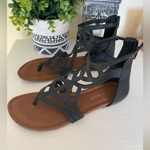 Rampage Strappy, Gladiator Style Malia Sandals, Black Tan, Size 7.5